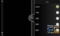 Выбор чувствительности в настройках камеры HTC Desire Z