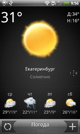  Погода на смартфона HTC.