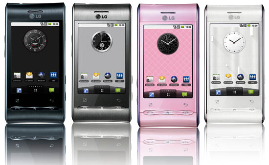 Доступная цветовая гамма LG Optimus