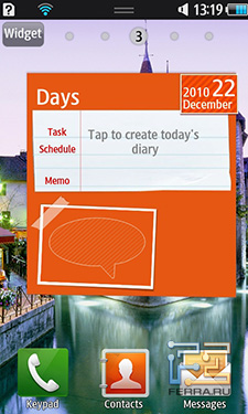 Виджеты на рабочем столе Samsung Wave II