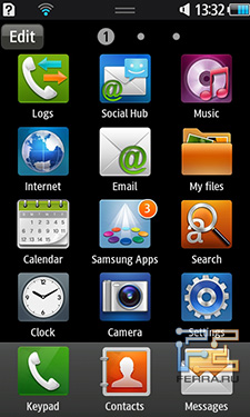 Главное меню Samsung Wave II