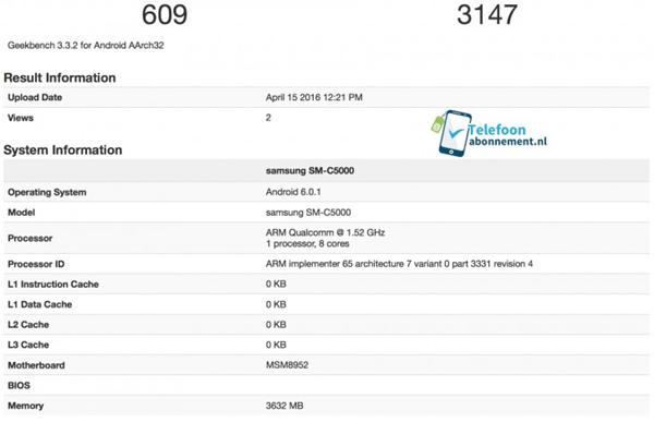 Samsung Galaxy С5 Geekbench