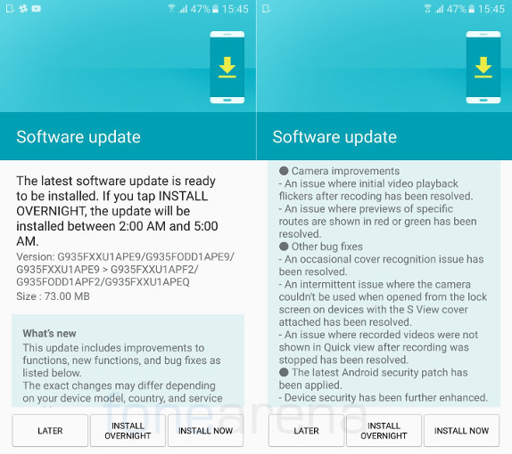 Samsung Galaxy S7 Edge update