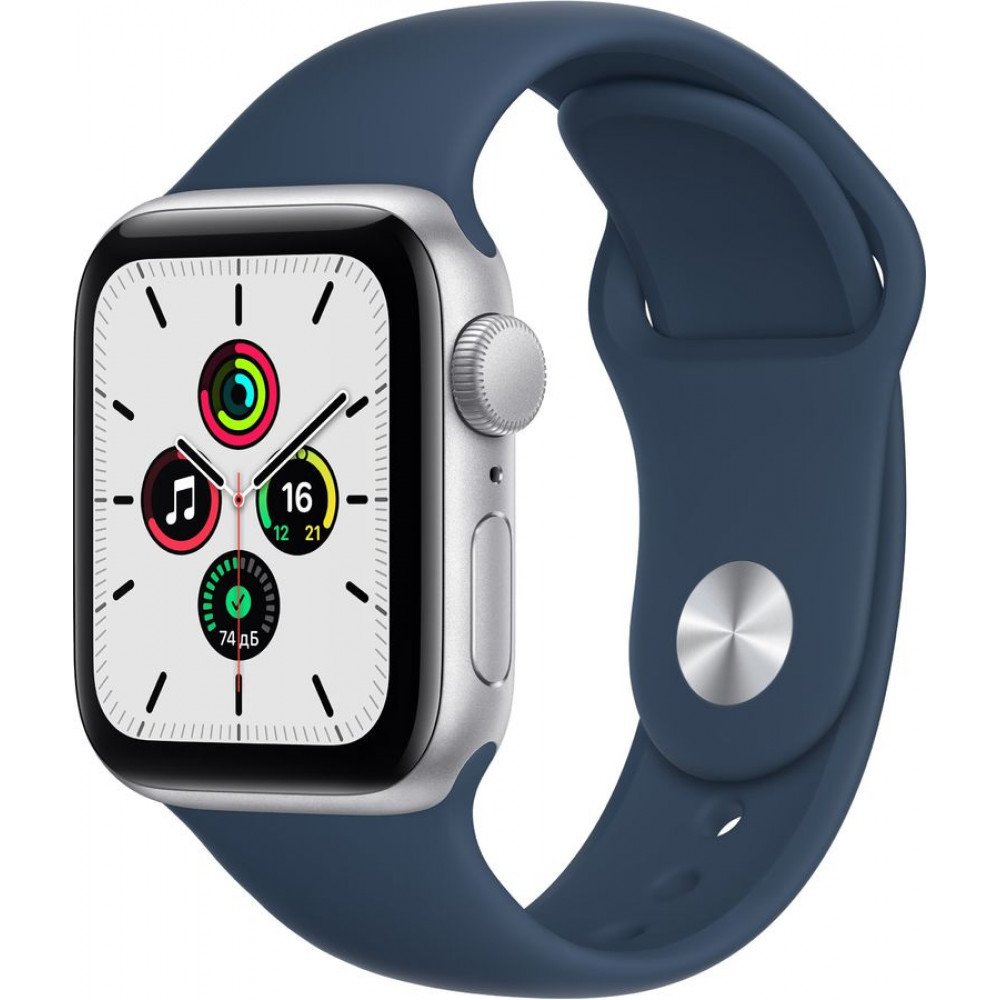 Apple Watch SE GPS 40mm (Aluminum Case with Sport Band, серебристый/синий омут)