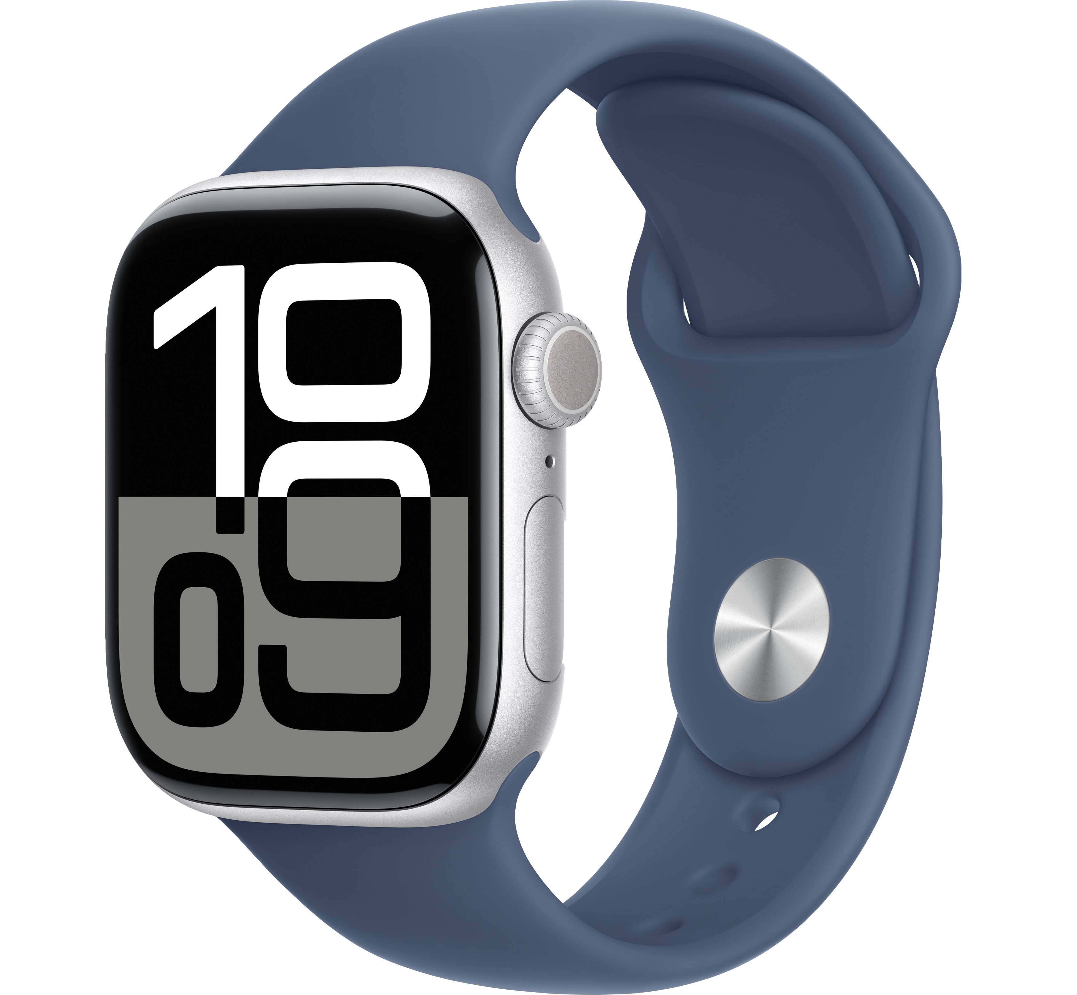 Apple Watch Series 10 42 mm Silver Aluminum Case with Denim Sport Band (GPS) (размер S/M)