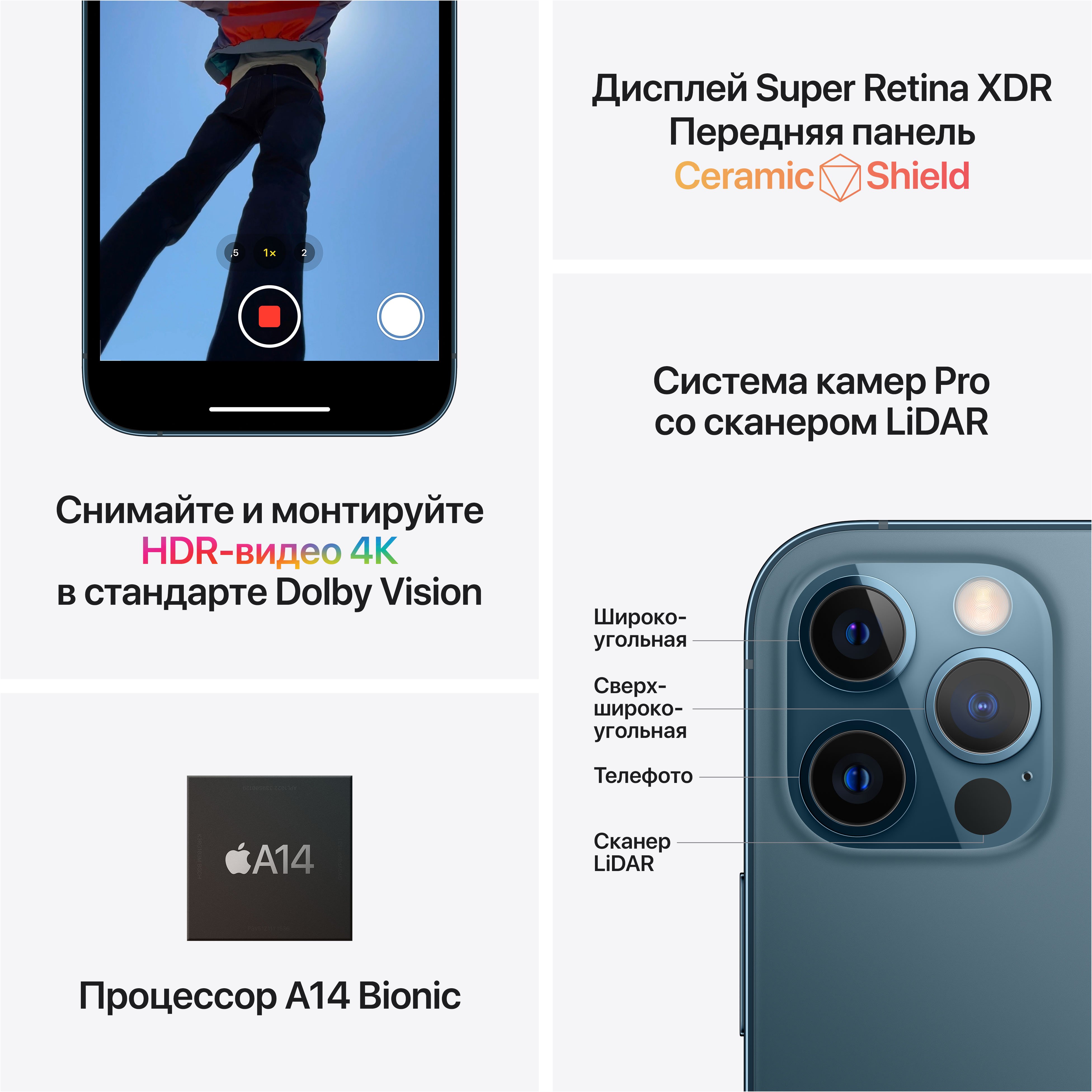 Мобильный телефон Apple iPhone 12 Pro (512Gb, Pacific Blue) MGMX3RU/A,  цена, отзывы | Интернет-магазин MobilMarket.ru