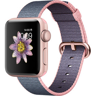Apple Watch Series 2 38mm (Rose Gold Aluminum Case with Light Pink/Midnight Blue Woven Nylon)