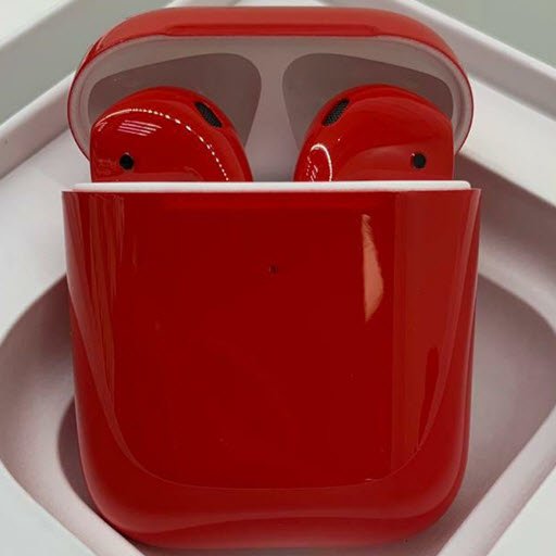 Apple AirPods 2 Color (беспроводная зарядка чехла, gloss red)