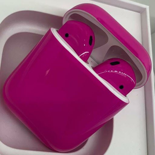 Apple AirPods 2 Color (беспроводная зарядка чехла, gloss bright pink)