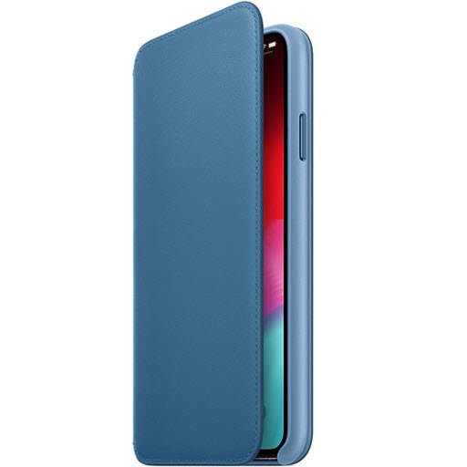 Apple Leather Folio для iPhone XS Max (cape cod blue, MRX52ZM/A)
