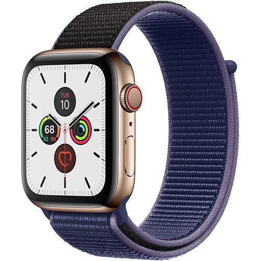 Apple Watch Series 5 GPS + Cellular 44mm (Gold Stainless Steel Case with Midnight Blue Sport Loop)