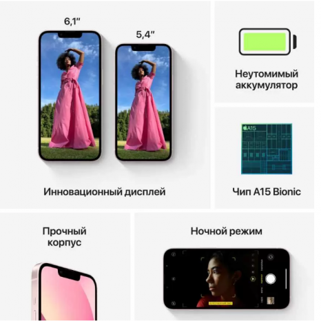 Фото товара Apple iPhone 13  (128 Gb, розовый MLNY3RU/A)