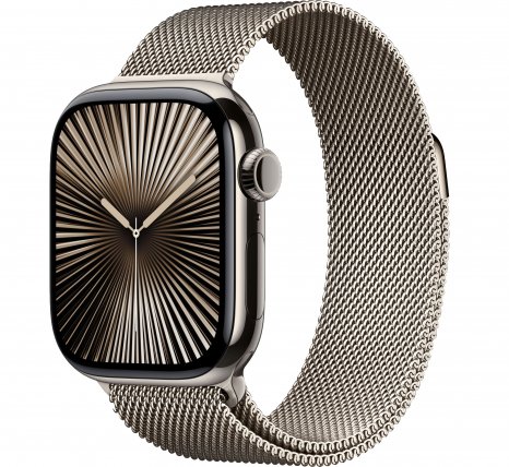 Фото товара Apple Watch Series 10 42 mm Natural Titanium Case with Natural Milanese Loop (GPS + LTE)