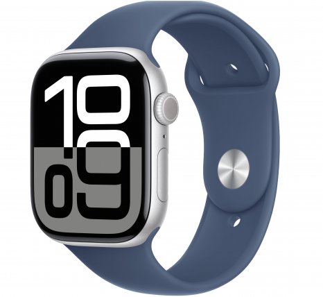 Фото товара Apple Watch Series 10 46 mm Silver Aluminum Case with Denim Sport Band (GPS) (размер S/M)