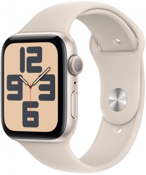 Фото товара Apple Watch SE (2024) 44mm Starlight Aluminum Case with Starlight Sport Band (GPS) (размер S/M)