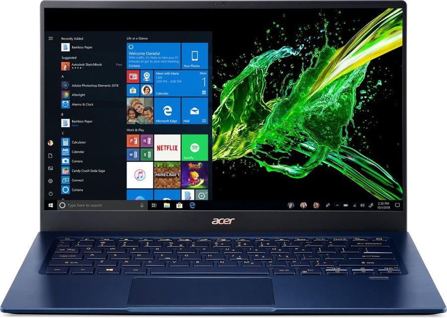 Фото товара Acer Swift SF514-54T i7-1065G7 8Gb SSD 512Gb Intel Iris Plus Graphics 14 FHD IPS (TS MLT) BT Cam 4670мАч Win10 Синий SF514-54T-740Y NX.HHUER.003