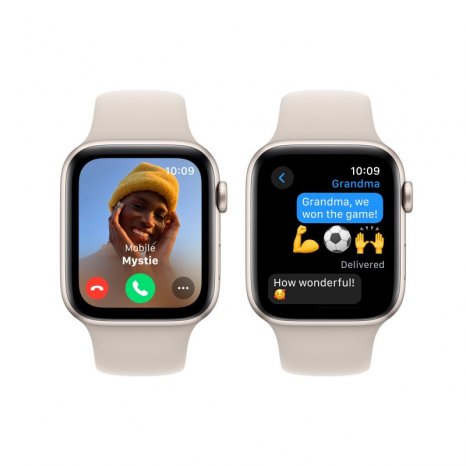 Фото товара Apple Watch SE (2024) 44mm Starlight Aluminum Case with Starlight Sport Band (GPS) (размер S/M)