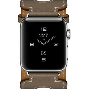 Фото товара Apple Watch Hermes Series 2 38mm (Stainless Steel Case with Etoupe Swift Leather Double Buckle Cuff)