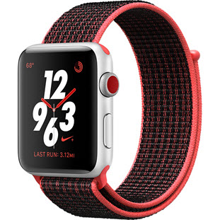 Фото товара Apple Watch Nike+ Series 3 Cellular 42mm (Silver Aluminum Case with Bright Crimson/Black Nike Sport Loop)