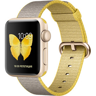 Фото товара Apple Watch Series 2 38mm (Gold Aluminum Case with Yellow/Light Gray Woven Nylon)