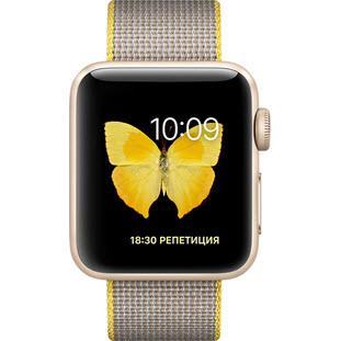 Фото товара Apple Watch Series 2 38mm (Gold Aluminum Case with Yellow/Light Gray Woven Nylon)