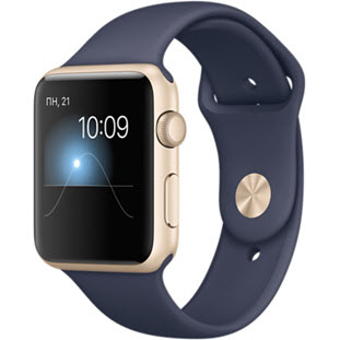 Фото товара Apple Watch Sport 42mm (Gold Aluminum Case with Midnight Blue Sport Band)