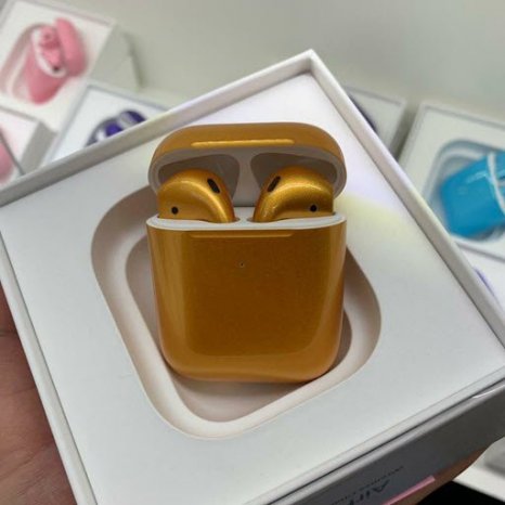 Фото товара Apple AirPods 2 Color (беспроводная зарядка чехла, gloss bright gold)