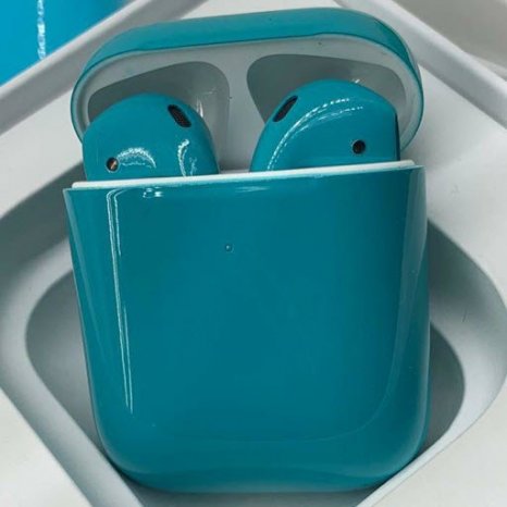 Фото товара Apple AirPods 2 Color (беспроводная зарядка чехла, gloss tiffany)