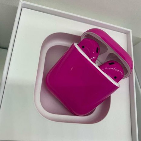Фото товара Apple AirPods 2 Color (беспроводная зарядка чехла, gloss bright pink)