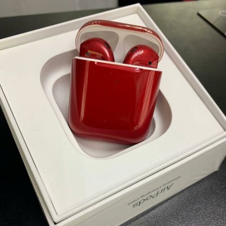 Фото товара Apple AirPods 2 Color (беспроводная зарядка чехла, gloss cranberry)