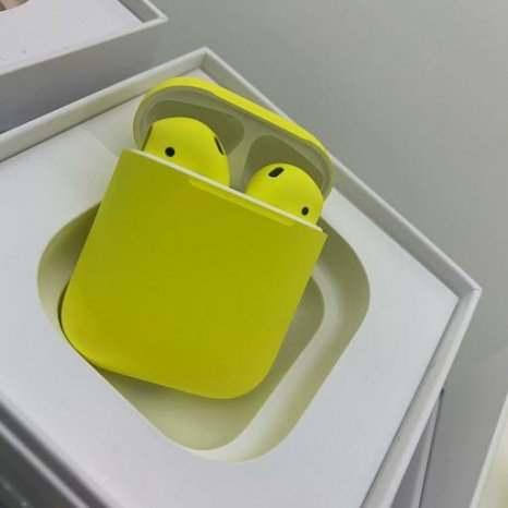 Фото товара Apple AirPods 2 Color (беспроводная зарядка чехла, matt lemon)