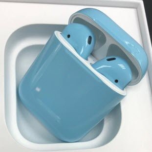 Фото товара Apple AirPods 2 Color (без беспроводной зарядки чехла, gloss light blue)