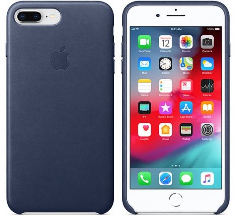 Фото товара Apple Leather Case для iPhone 8 Plus/7 Plus (midnight blue, MQHL2ZM/A)
