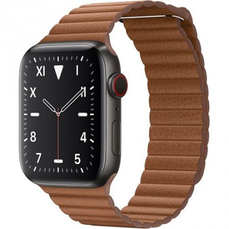 Фото товара Apple Watch Edition Series 5 GPS + Cellular 44mm (Space Black Titanium Case with Saddle Brown Leather Loop)
