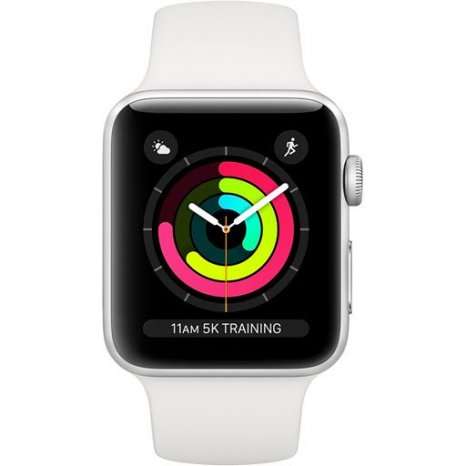Фото товара Apple Watch Series 3 42mm (Silver Aluminum Case with White Sport Band, MTF22RU/A)