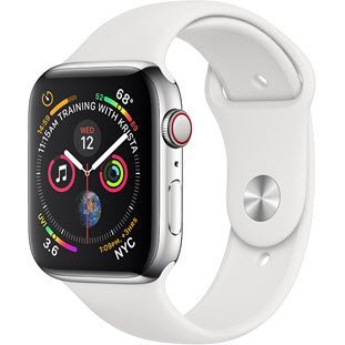 Фото товара Apple Watch Series 4 GPS + Cellular 44mm (Stainless Steel Case with White Sport Band)