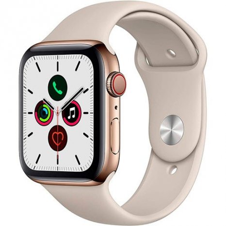 Фото товара Apple Watch Series 5 GPS + Cellular 40mm (Gold Stainless Steel Case with Stone Sport Band)