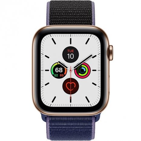 Фото товара Apple Watch Series 5 GPS + Cellular 44mm (Gold Stainless Steel Case with Midnight Blue Sport Loop)