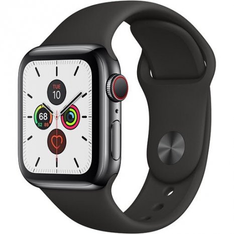 Фото товара Apple Watch Series 5 GPS + Cellular 44mm (Space Black Stainless Steel Case with Black Sport Band)