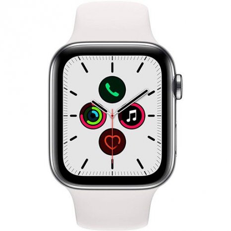 Фото товара Apple Watch Series 5 GPS + Cellular 40mm (Stainless Steel Case with White Sport Band)