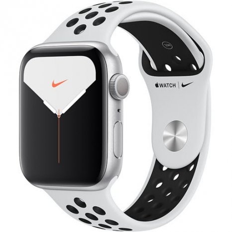 Фото товара Apple Watch Series 5 GPS 44mm (Silver Aluminium Case with Pure Platinum/Black Nike Sport Band, MX3V2RU/A)