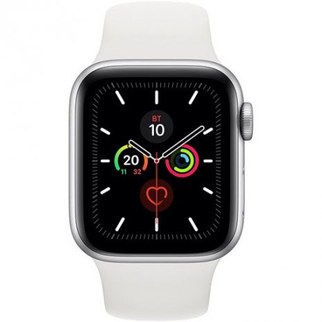 Фото товара Apple Watch Series 5 GPS 44mm (Silver Aluminium Case with White Sport Band, MWVD2RU/A)
