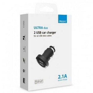 Фото товара Deppa АЗУ 2 USB 2.1А, Ultra (черный)