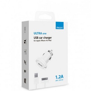 Фото товара Deppa АЗУ USB 1.2А, дата-кабель 30-pin для Apple, Ultra (белый)