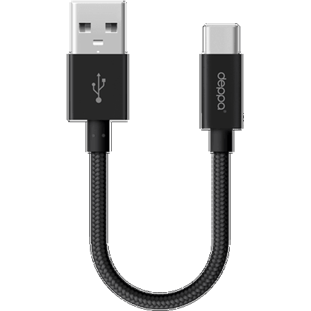 Фото товара Deppa Alum Short USB - USB Type-C (0.15м, нейлоновая оплетка, черный)