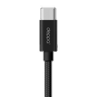 Фото товара Deppa Alum Short USB - USB Type-C (0.15м, нейлоновая оплетка, черный)