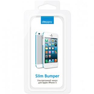 Фото товара Deppa Slim Bumper для Apple iPhone 5/5S (белый/синий)