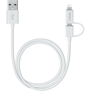 Фото товара Deppa 2 в 1: micro USB, Apple 8-pin (1.2м, белый)