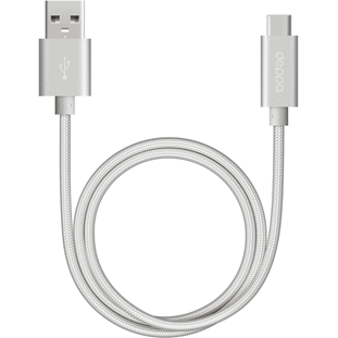 Фото товара Deppa Alum USB А 3.0 - USB Type-C (1.2м, нейлоновая оплетка, серебро)