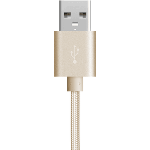 Фото товара Deppa Alum USB А 3.0 - USB Type-C (1.2м, нейлоновая оплетка, золото)